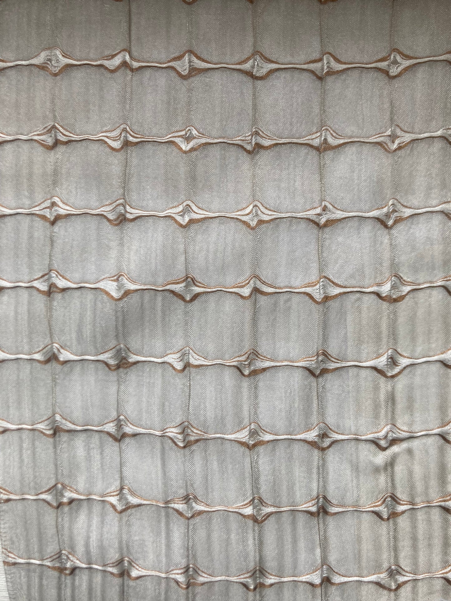 Silk Sheer fabric which allows light to filter through. Vertical striation