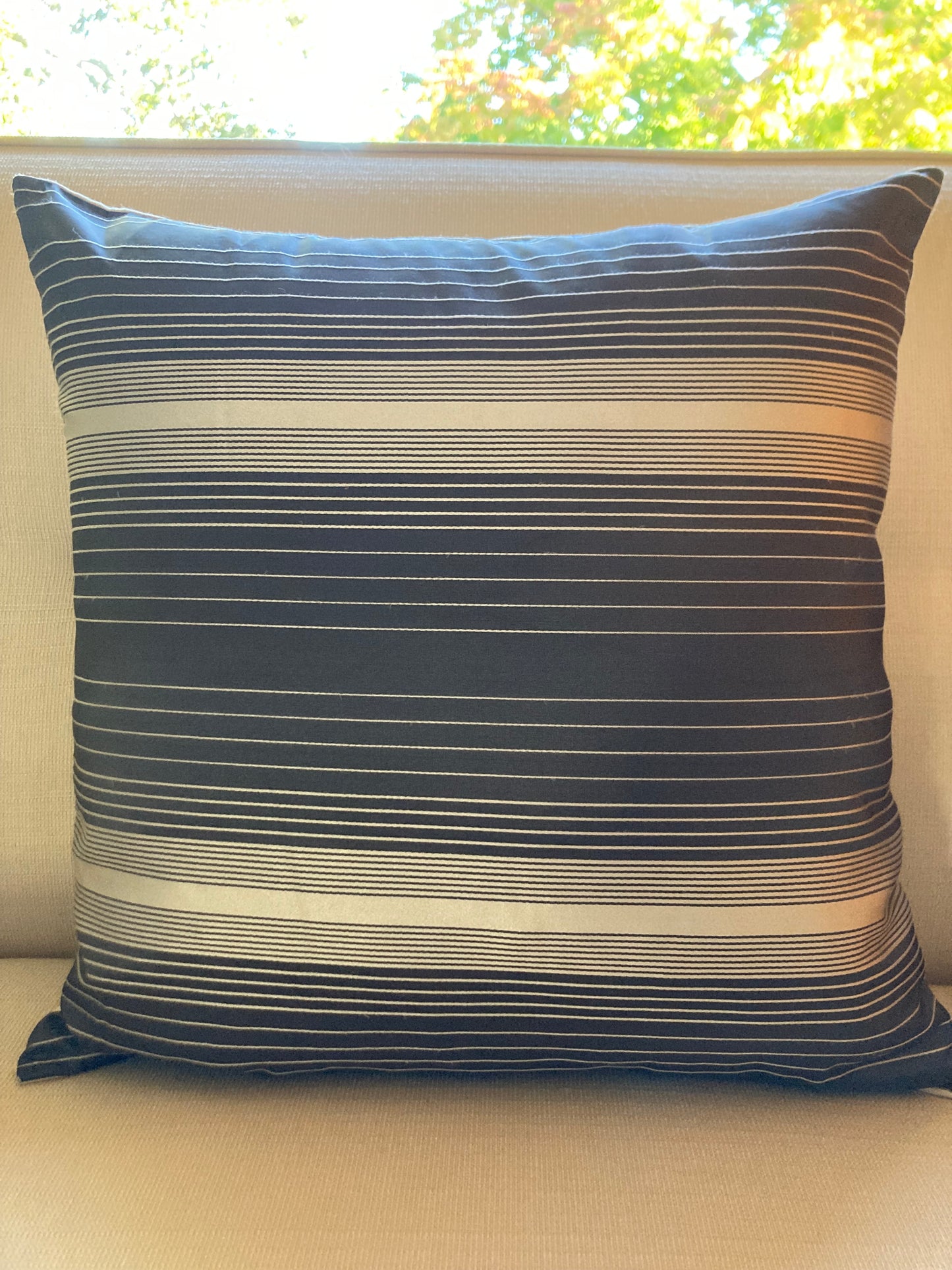 Cushion Cover - Leaves and Stripes