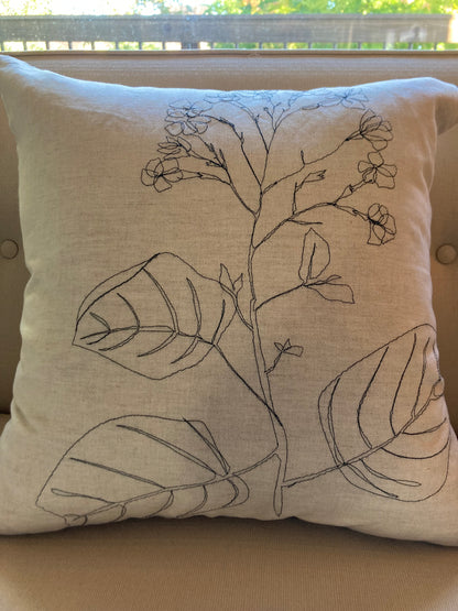 Cushion Cover - Leaves and Stripes - Large